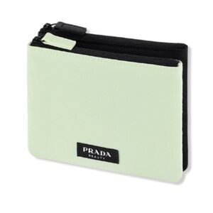 NEW Prada 3pc Detachable Light Mint Green & Black Cosmetic Bags with Dust Cover